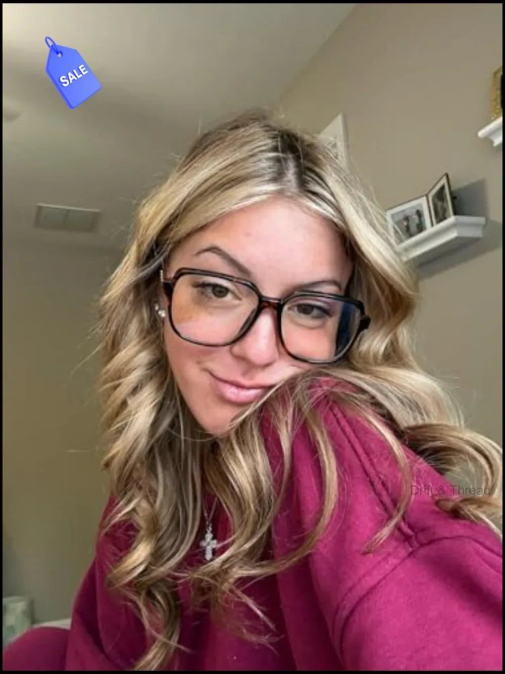 Oversized Square Blue Light Blocking Glasses for Women TR90 Frame UV400 HD